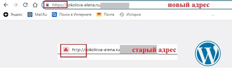 Визуальное изменение протокола передачи в адресной строке сайта